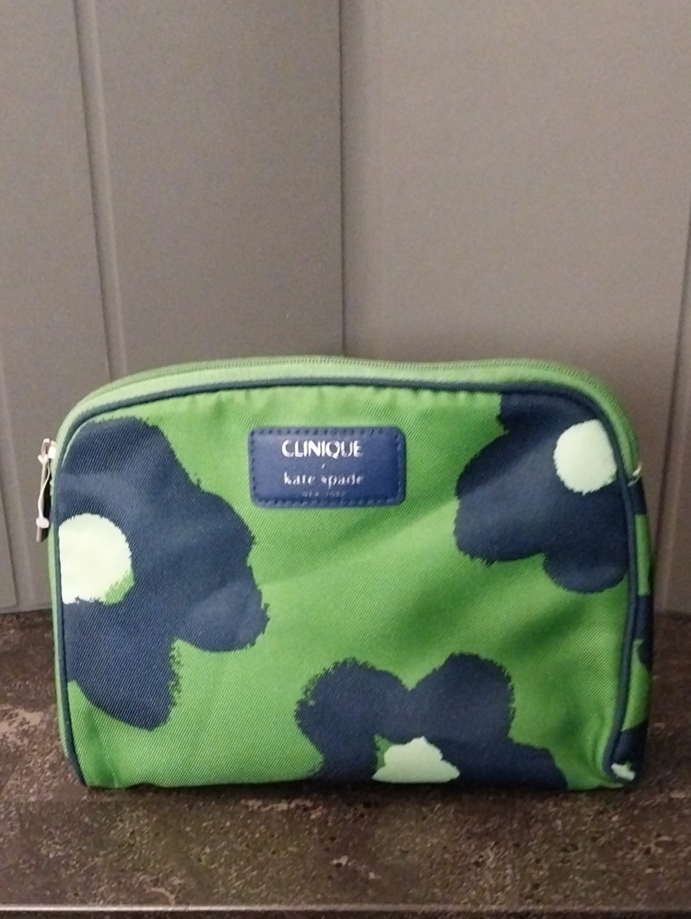 kate spade x Clinique Green Floral Cosmetic Pouch